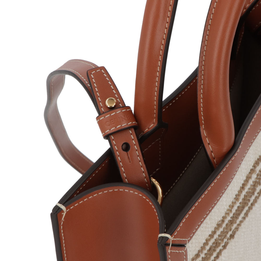 セリーヌ CELINE バッグ トートバッグ ユニセックス スモール カバ バーティカル ブラウン テキスタイル カーフスキントリミング ショルダー 2wayレディース メンズ ロゴ 鞄 Tobacco Tan 19208 2EZ5