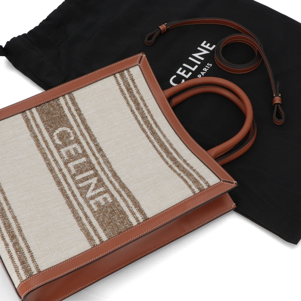 セリーヌ CELINE バッグ トートバッグ ユニセックス スモール カバ バーティカル ブラウン テキスタイル カーフスキントリミング ショルダー 2wayレディース メンズ ロゴ 鞄 Tobacco Tan 19208 2EZ5