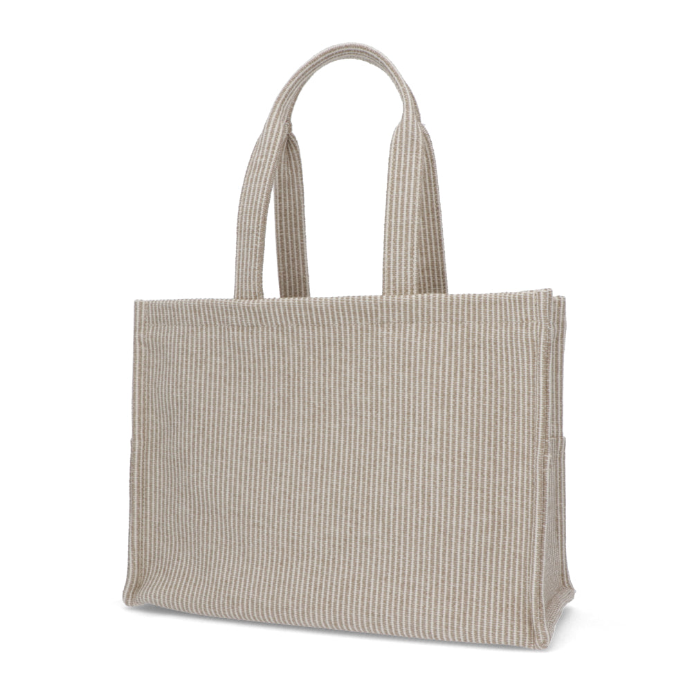 セリーヌ CELINE バッグ トートバッグ レディース Large Cabas ラージ カバ ベージュ×ブラウン ヴァージンウール ポリエステル アクリル トリオンフ レザー ストライプ 鞄 Beige A4 大容量 19676 2FEE