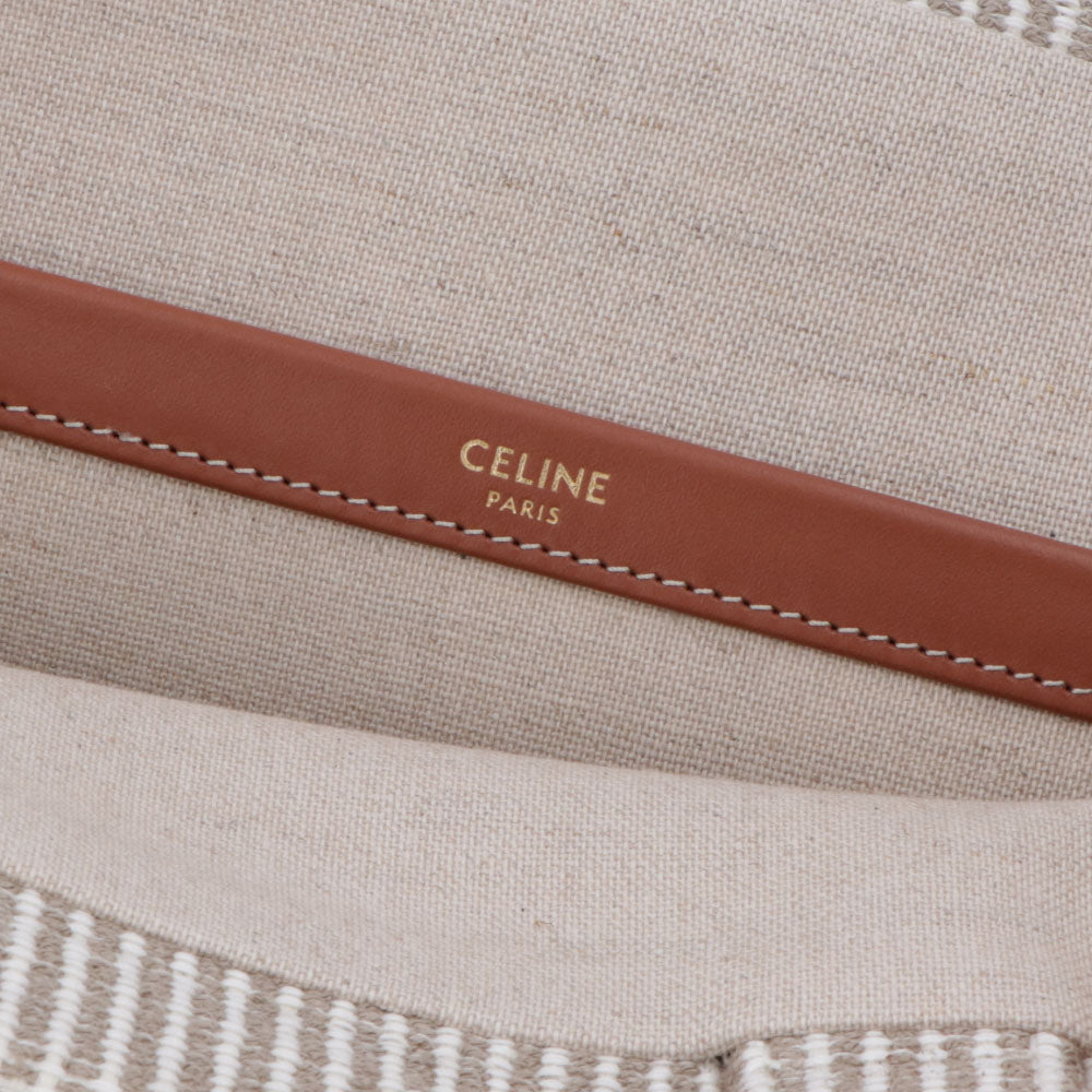 セリーヌ CELINE バッグ トートバッグ レディース Large Cabas ラージ カバ ベージュ×ブラウン ヴァージンウール ポリエステル アクリル トリオンフ レザー ストライプ 鞄 Beige A4 大容量 19676 2FEE