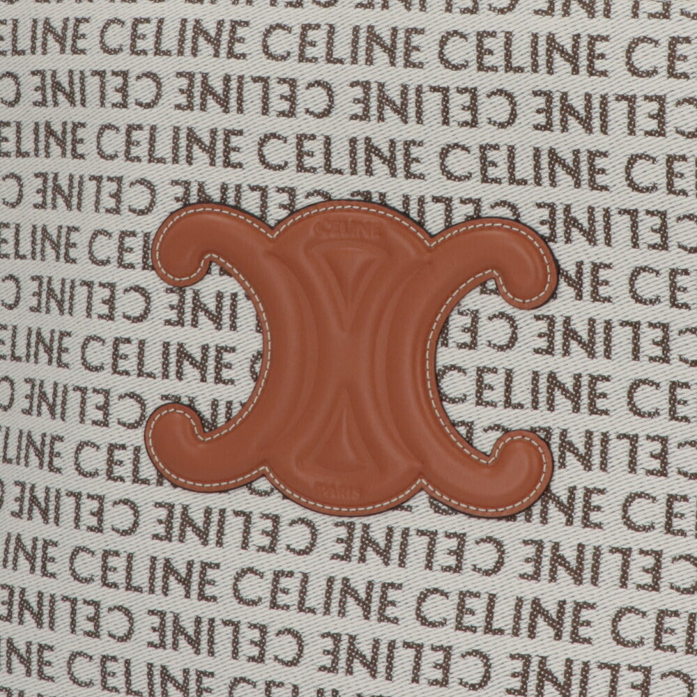 セリーヌ CELINE バッグ トートバッグ レディース Large Cabas ラージ カバ ホワイト×ブラウン コットン レーヨン ロゴ トリオンフ テキスタイル 鞄 Natural Tan A4 大容量 19676 2FEF