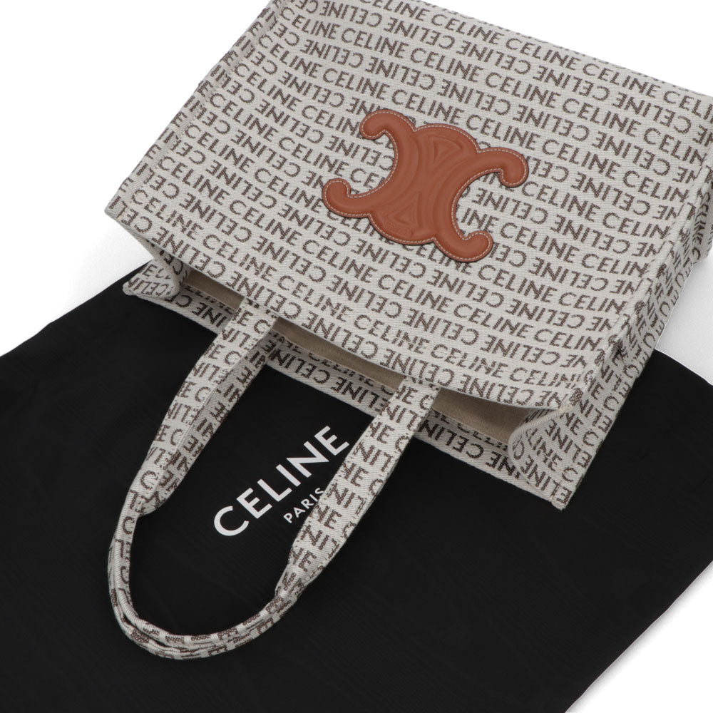 セリーヌ CELINE バッグ トートバッグ レディース Large Cabas ラージ カバ ホワイト×ブラウン コットン レーヨン ロゴ トリオンフ テキスタイル 鞄 Natural Tan A4 大容量 19676 2FEF
