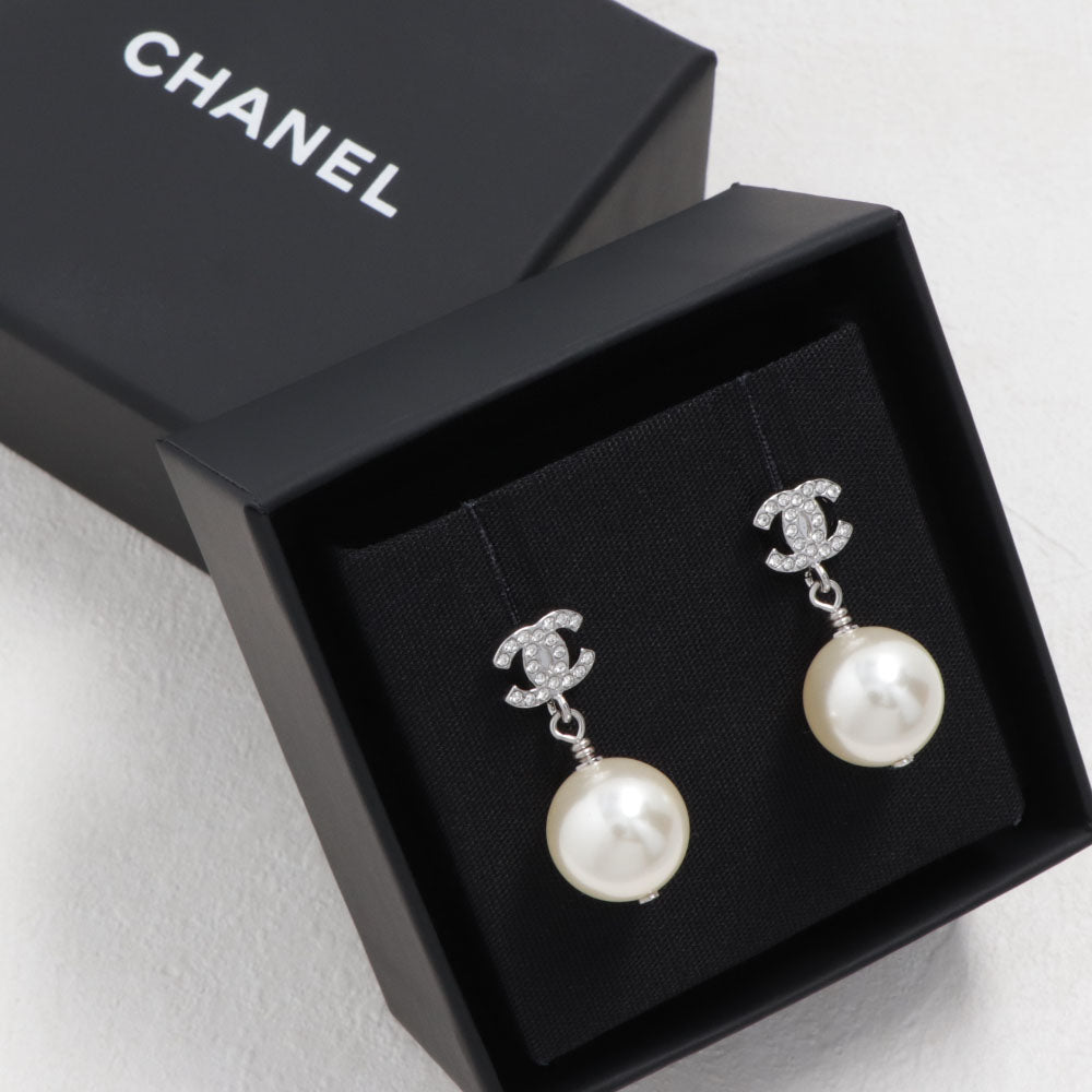 CHANEL ピアス パール×シルバー CCマーク