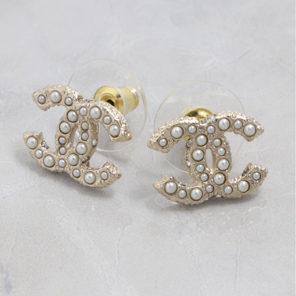 CHANEL ピアス シャンパンゴールド パール CCマーク