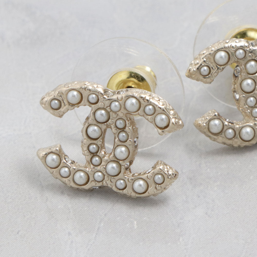 CHANEL ピアス シャンパンゴールド パール CCマーク