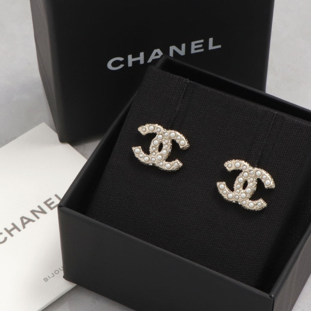 CHANEL ピアス シャンパンゴールド パール CCマーク