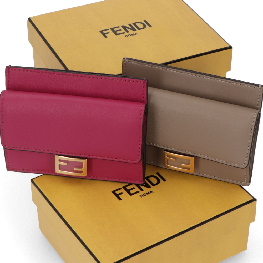 フェンディ FENDI 雑貨 カードケース レディース ベージュ系 ピンク レザー コインケース ロゴ スリム 薄型 2色 8M0423 AAJD