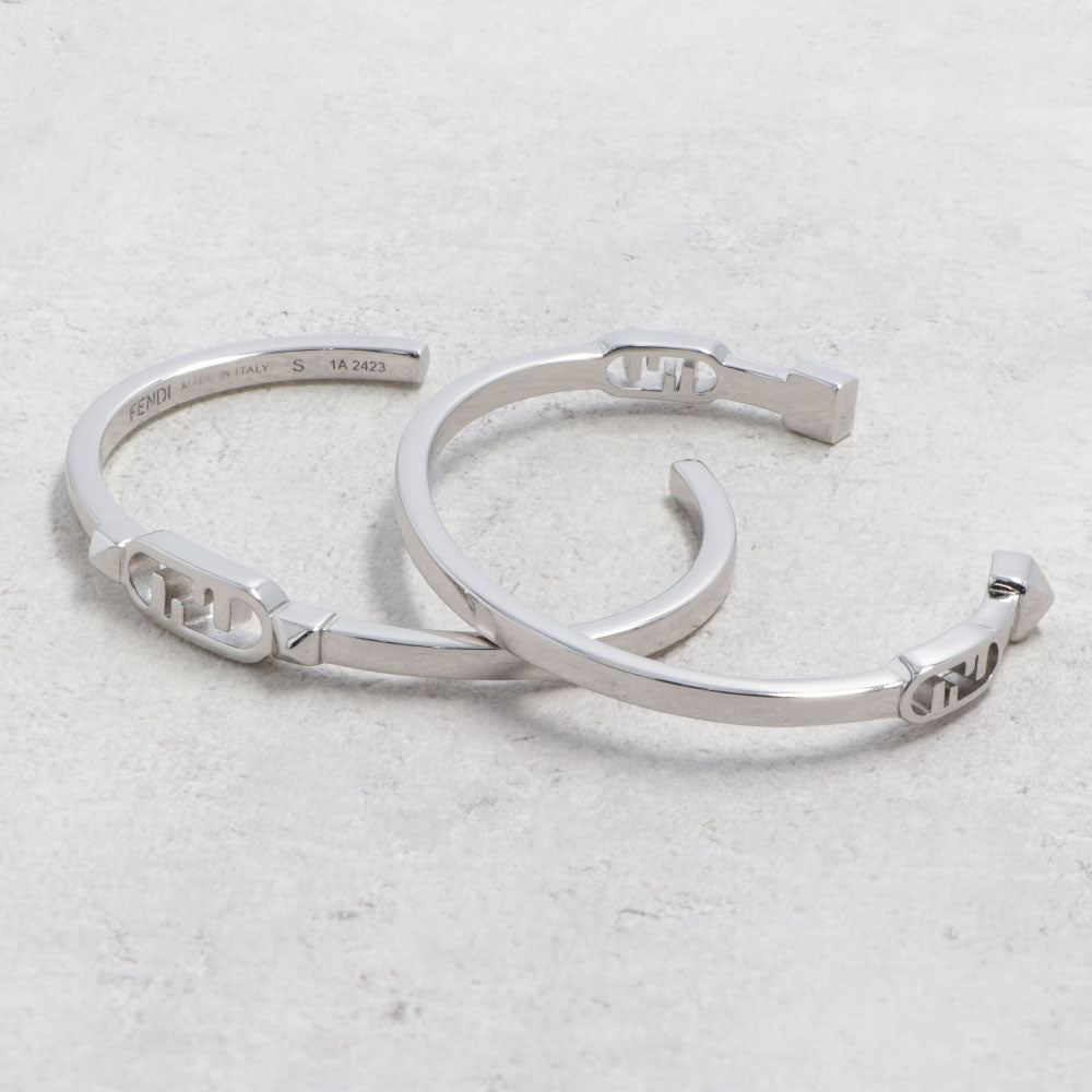 FENDI ブレスレット シルバー ダブル セット ロゴ スタッズ