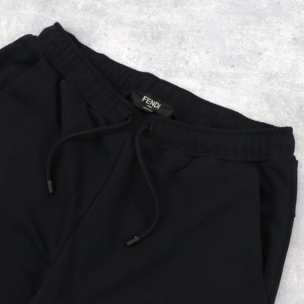 フェンディ FENDI ボトムス ロングパンツ レディース ブラック コットン ポリエステル ロゴ スウェットパンツ 刺繍