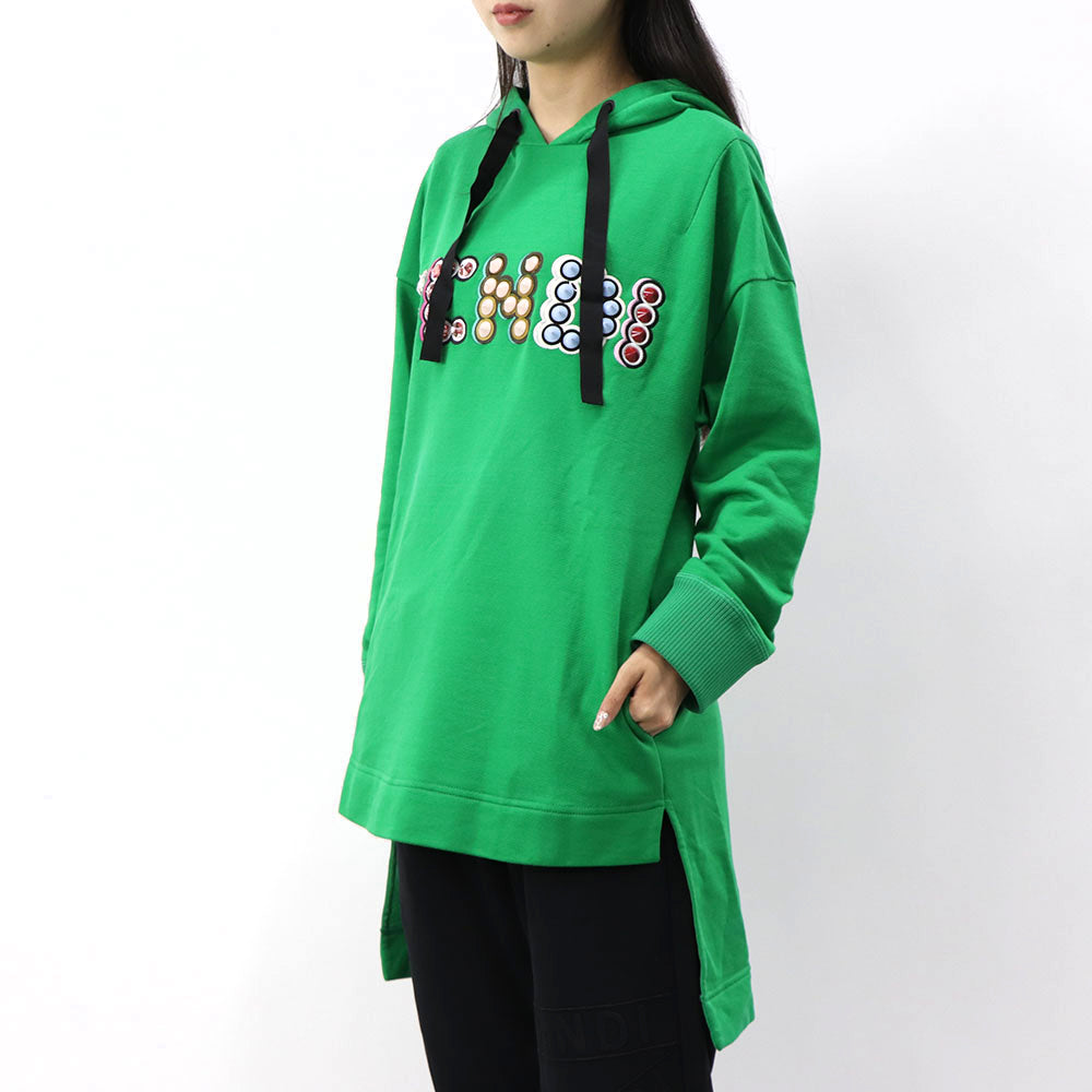 FENDI フーディ チュニックパーカー スタッズ ロゴ