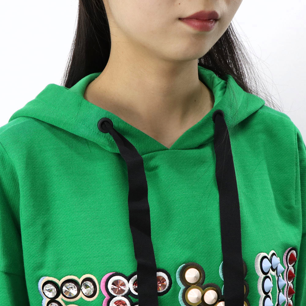 FENDI フーディ チュニックパーカー スタッズ ロゴ