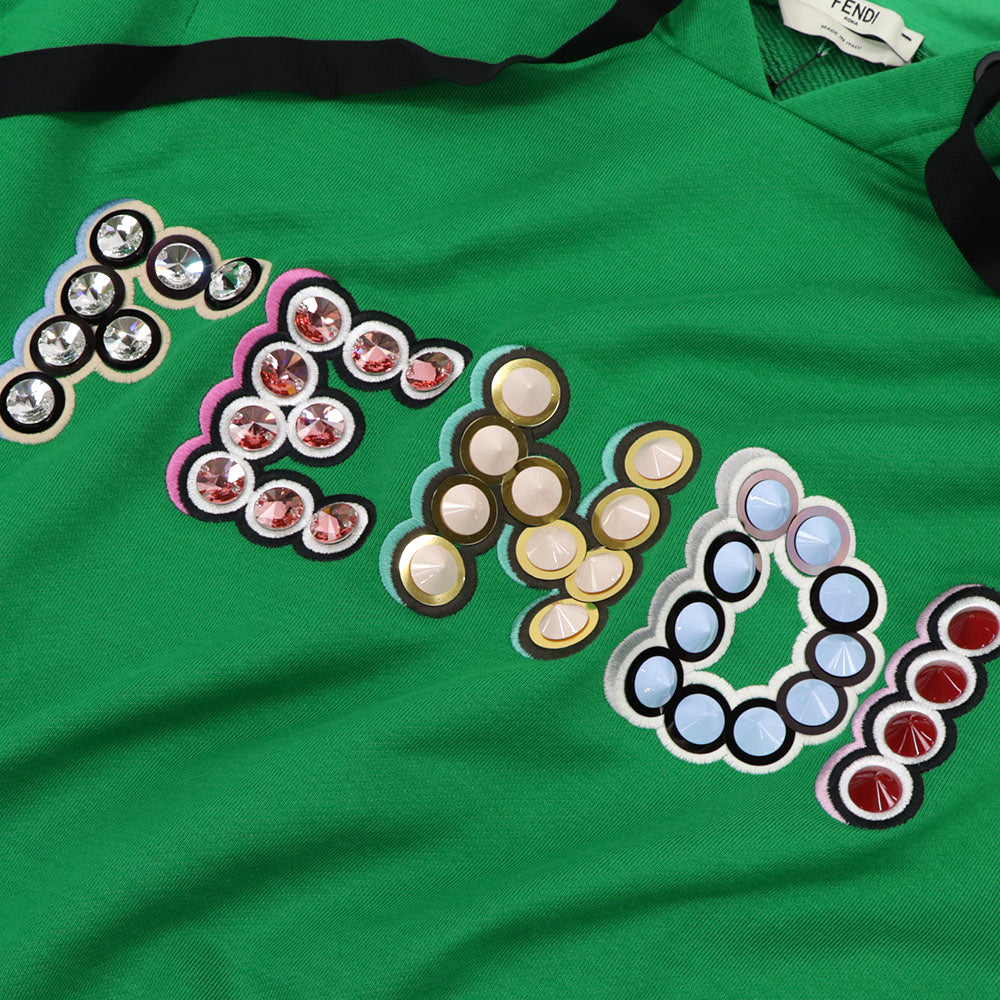 FENDI フーディ チュニックパーカー スタッズ ロゴ