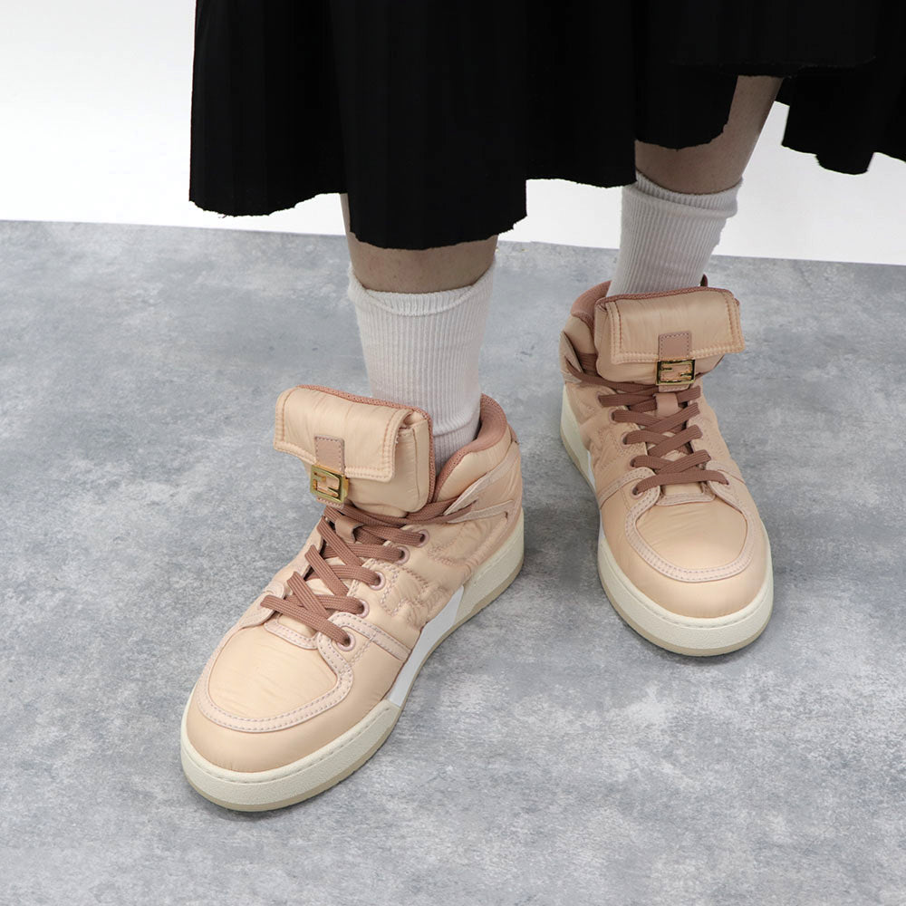 FENDI スニーカー ハイカット ナイロン レザー ロゴ
