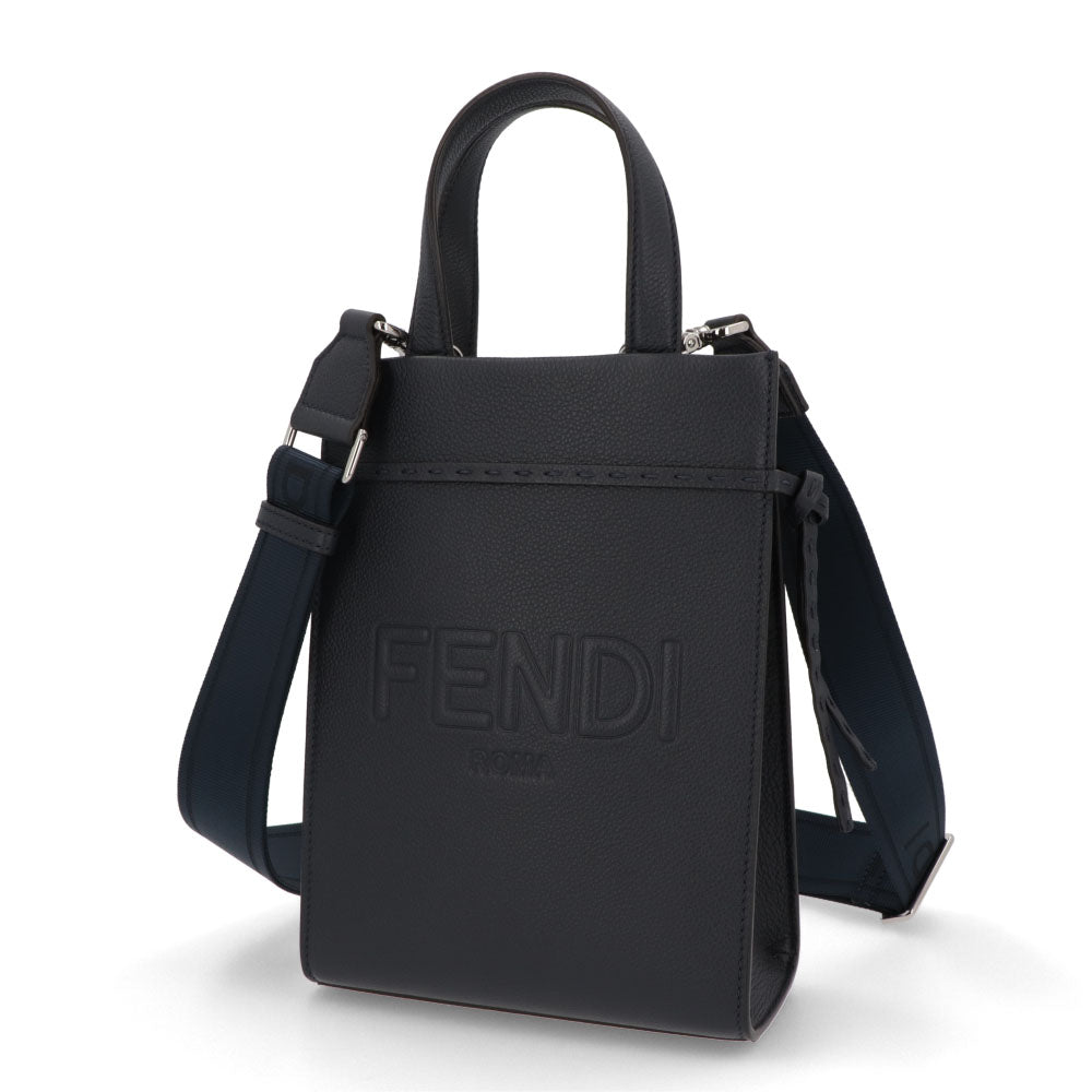 フェンディ FENDI バッグ ハンドバッグ レディース GO TO SHOPPER MINI ゴー トゥー ショッパー ミニ ネイビー レザー ショルダーバッグ 2way ロゴ 7VA584 AMAC