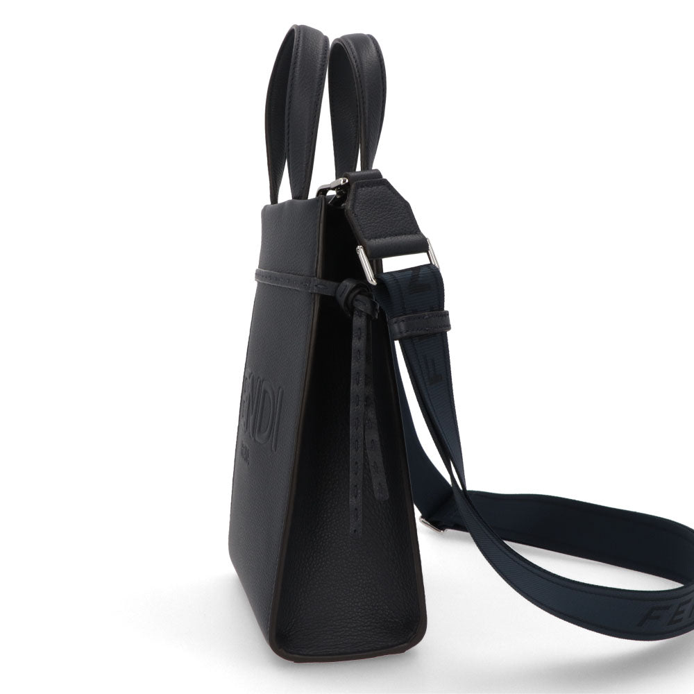 フェンディ FENDI バッグ ハンドバッグ レディース GO TO SHOPPER MINI ゴー トゥー ショッパー ミニ ネイビー レザー ショルダーバッグ 2way ロゴ 7VA584 AMAC