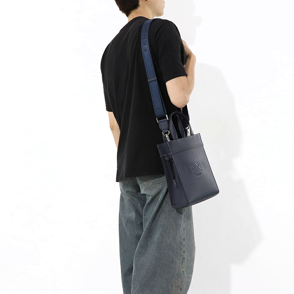 フェンディ FENDI バッグ ハンドバッグ レディース GO TO SHOPPER MINI ゴー トゥー ショッパー ミニ ネイビー レザー ショルダーバッグ 2way ロゴ 7VA584 AMAC