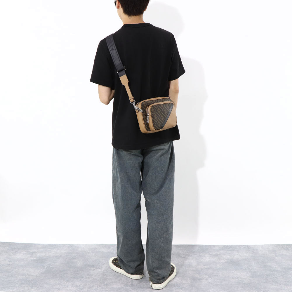 フェンディ FENDI バッグ ショルダーバッグ レディース CAMERA CASE DUO カメラケース ドゥオ ブラウン系 カーフレザー キャンバス ロゴ FF柄 ズッカ柄 7VA607 ALKA