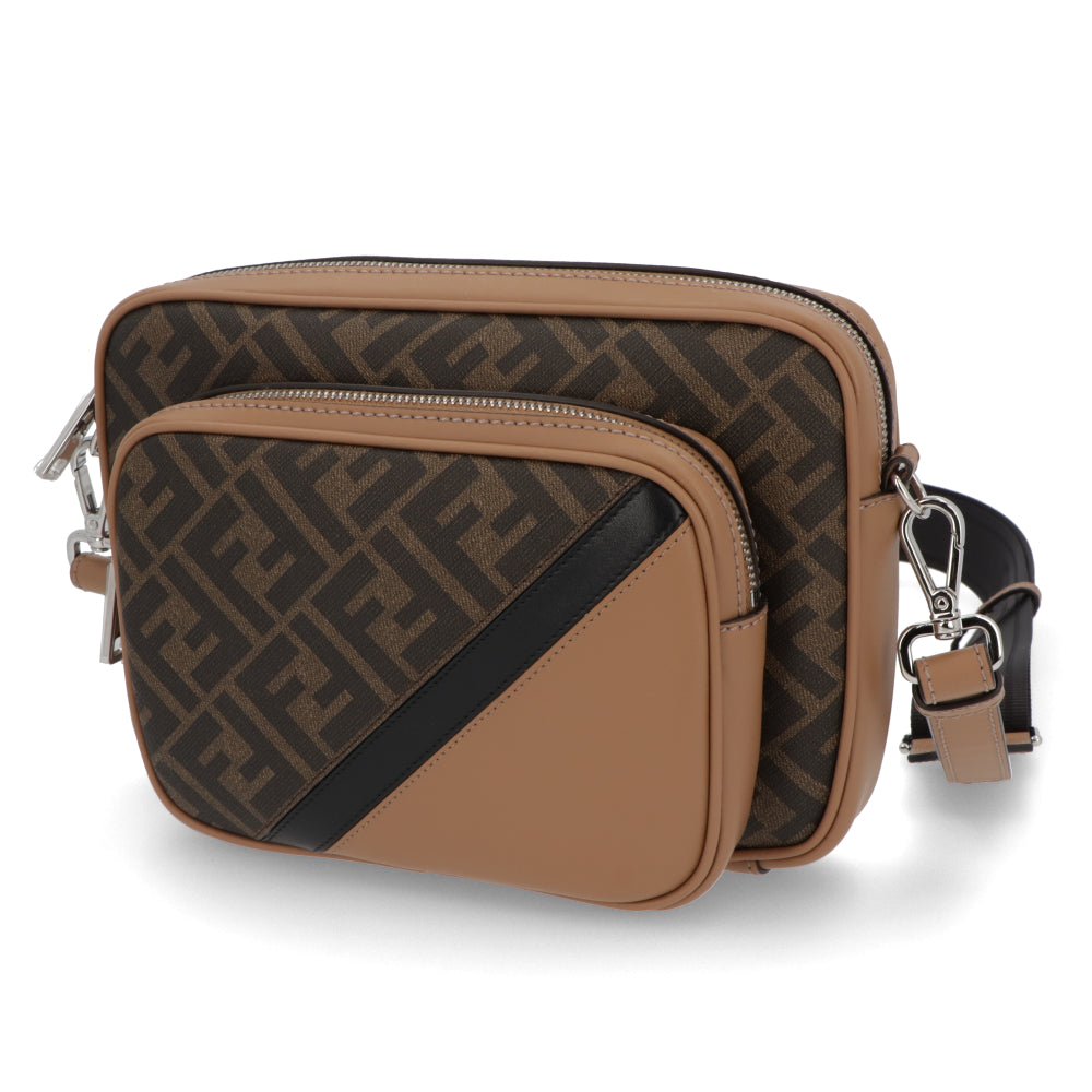 フェンディ FENDI バッグ ショルダーバッグ レディース CAMERA CASE DUO カメラケース ドゥオ ブラウン系 カーフレザー キャンバス ロゴ FF柄 ズッカ柄 7VA607 ALKA