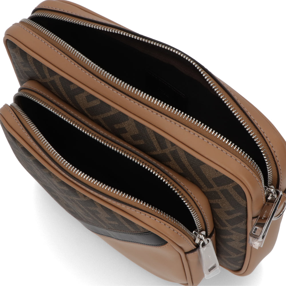 フェンディ FENDI バッグ ショルダーバッグ レディース CAMERA CASE DUO カメラケース ドゥオ ブラウン系 カーフレザー キャンバス ロゴ FF柄 ズッカ柄 7VA607 ALKA