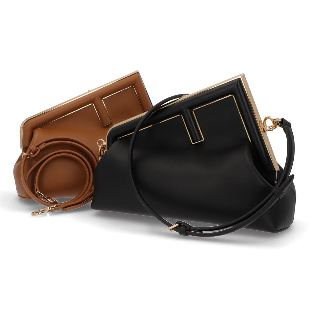 フェンディ FENDI バッグ ショルダーバッグ レディース FENDI FIRST MIDI フェンディ ファースト ミディ ブラック ブラウン ナッパレザー クラッチバッグ 2way ロゴ 8BP137 ABVE
