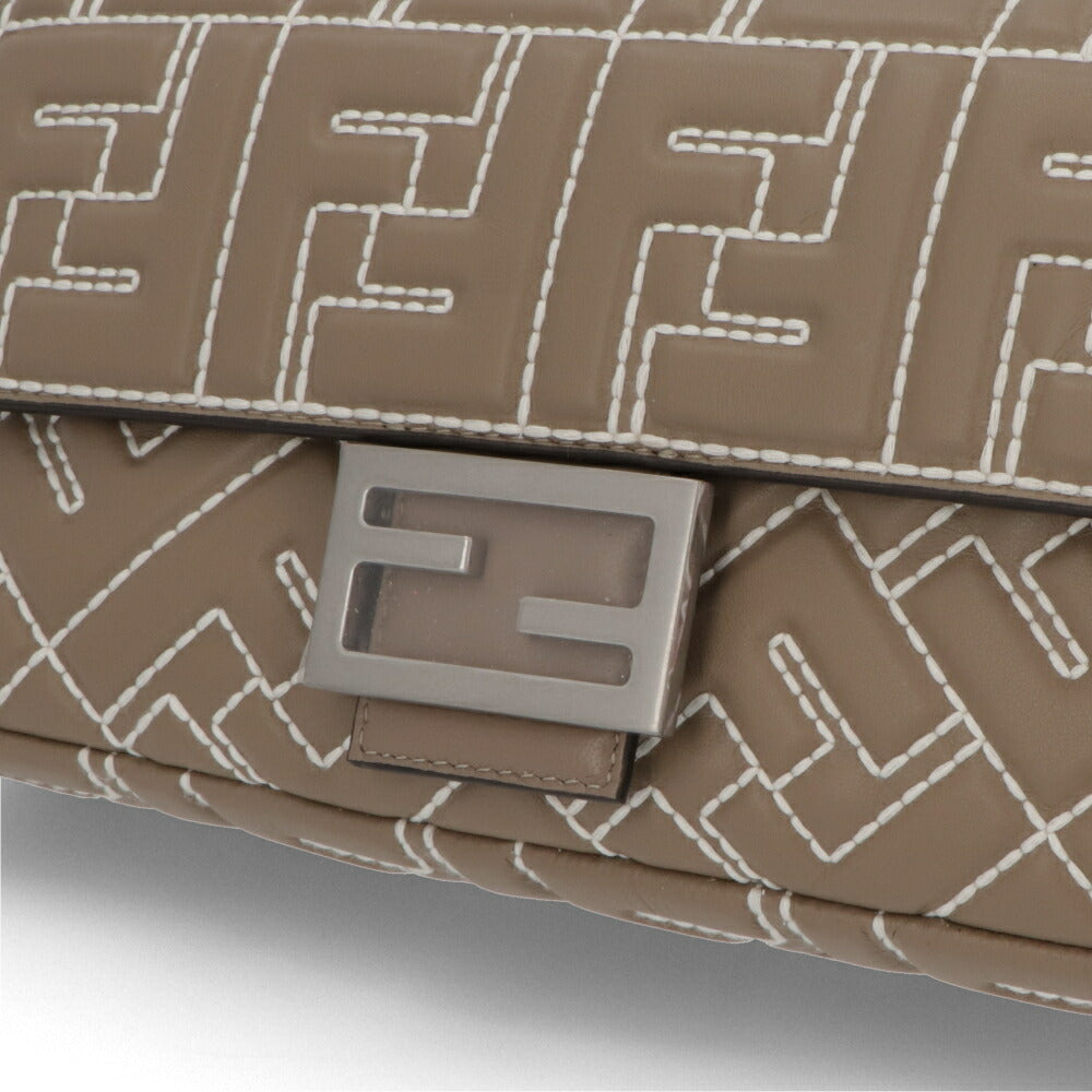 フェンディ FENDI バッグ ハンドバッグ レディース BAGUETTE バゲット グレージュ ナッパレザー ショルダーバッグ 2way FF柄 ズッカ柄 ロゴ ホワイト ステッチ 8BR600 ANX4