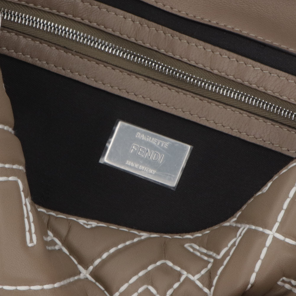 フェンディ FENDI バッグ ハンドバッグ レディース BAGUETTE バゲット グレージュ ナッパレザー ショルダーバッグ 2way FF柄 ズッカ柄 ロゴ ホワイト ステッチ 8BR600 ANX4