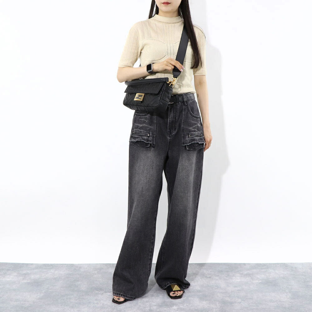 フェンディ FENDI バッグ ハンドバッグ レディース BAGUETTE バゲット ブラック ベージュ ナッパレザー ショルダーバッグ 2way FF柄 ズッカ柄 ロゴ 8BR600 A72V