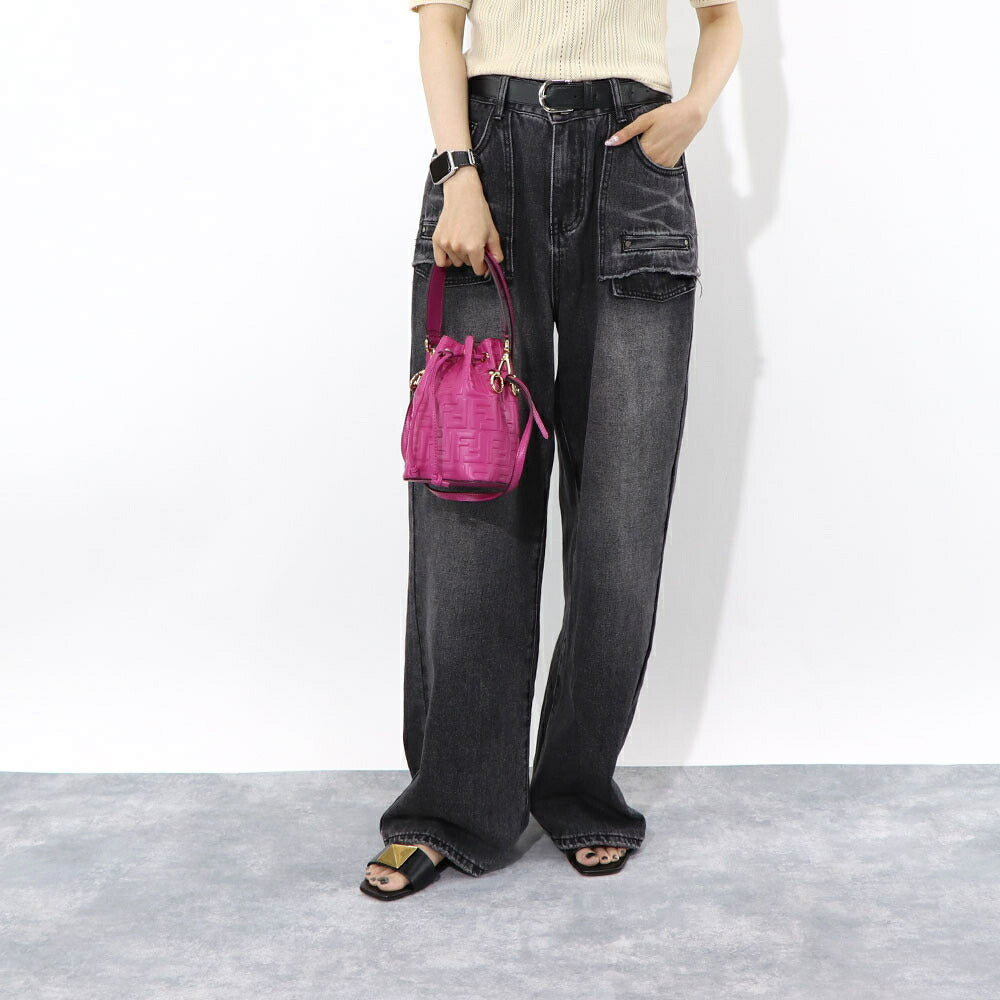 フェンディ FENDI バッグ ハンドバッグ レディース MINI MON TRESOR ミニ モン トレゾール ピンク カーフレザー ショルダーバッグ 2way FFロゴ ズッカ柄 巾着 8BS010 A3ZG