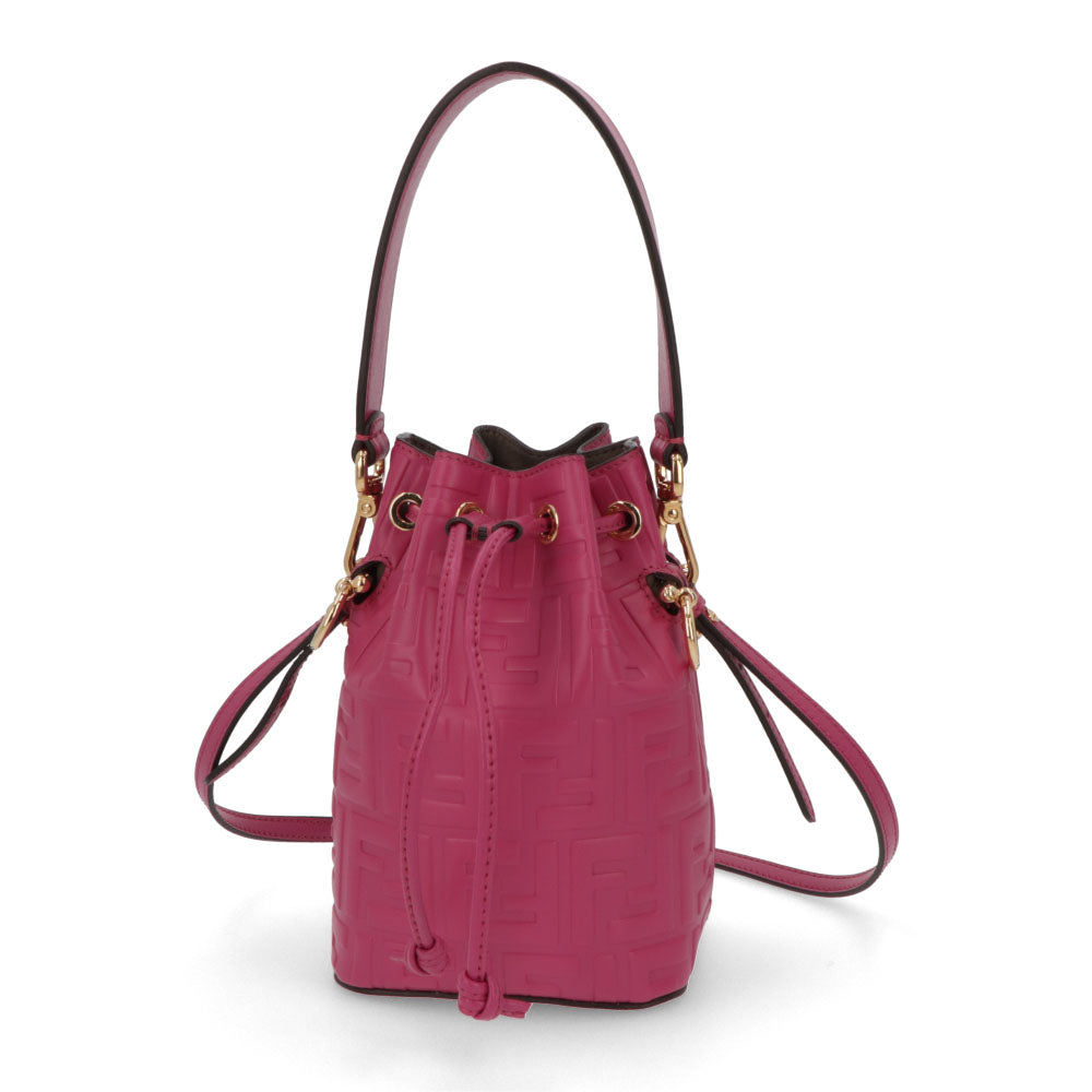 フェンディ FENDI バッグ ハンドバッグ レディース MINI MON TRESOR ミニ モン トレゾール ピンク カーフレザー ショルダーバッグ 2way FFロゴ ズッカ柄 巾着 8BS010 A3ZG