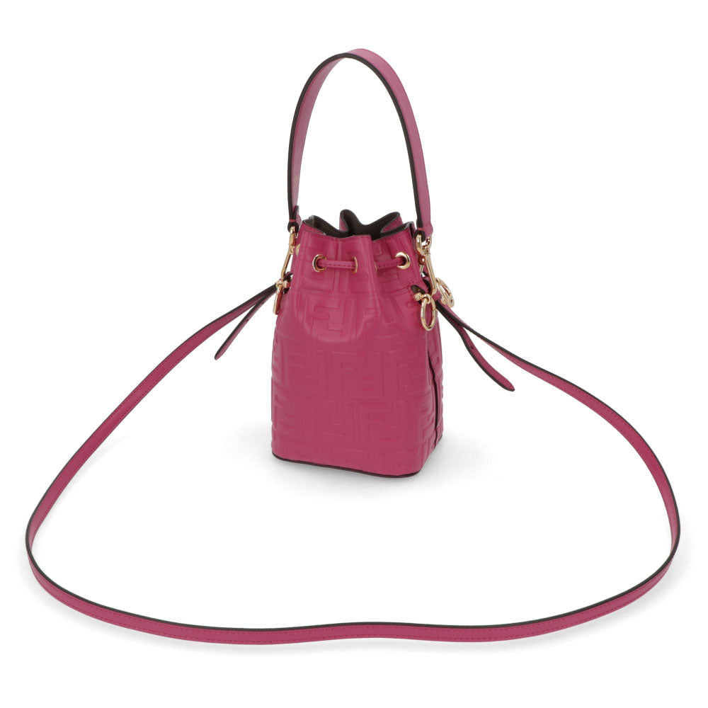 フェンディ FENDI バッグ ハンドバッグ レディース MINI MON TRESOR ミニ モン トレゾール ピンク カーフレザー ショルダーバッグ 2way FFロゴ ズッカ柄 巾着 8BS010 A3ZG
