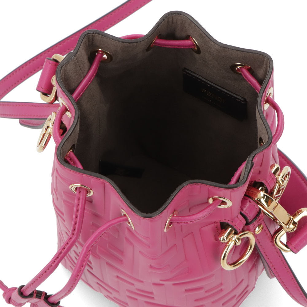フェンディ FENDI バッグ ハンドバッグ レディース MINI MON TRESOR ミニ モン トレゾール ピンク カーフレザー ショルダーバッグ 2way FFロゴ ズッカ柄 巾着 8BS010 A3ZG