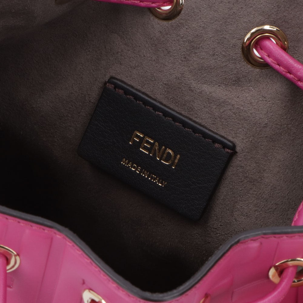 フェンディ FENDI バッグ ハンドバッグ レディース MINI MON TRESOR ミニ モン トレゾール ピンク カーフレザー ショルダーバッグ 2way FFロゴ ズッカ柄 巾着 8BS010 A3ZG