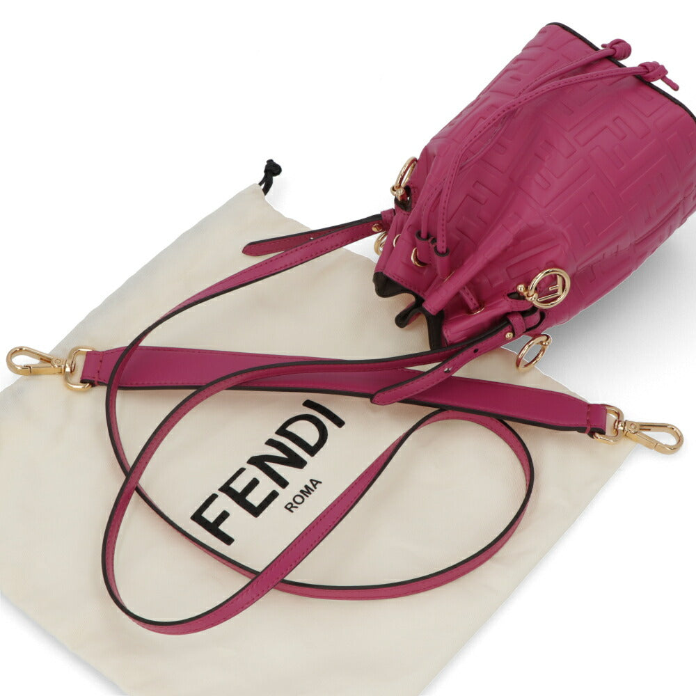 フェンディ FENDI バッグ ハンドバッグ レディース MINI MON TRESOR ミニ モン トレゾール ピンク カーフレザー ショルダーバッグ 2way FFロゴ ズッカ柄 巾着 8BS010 A3ZG
