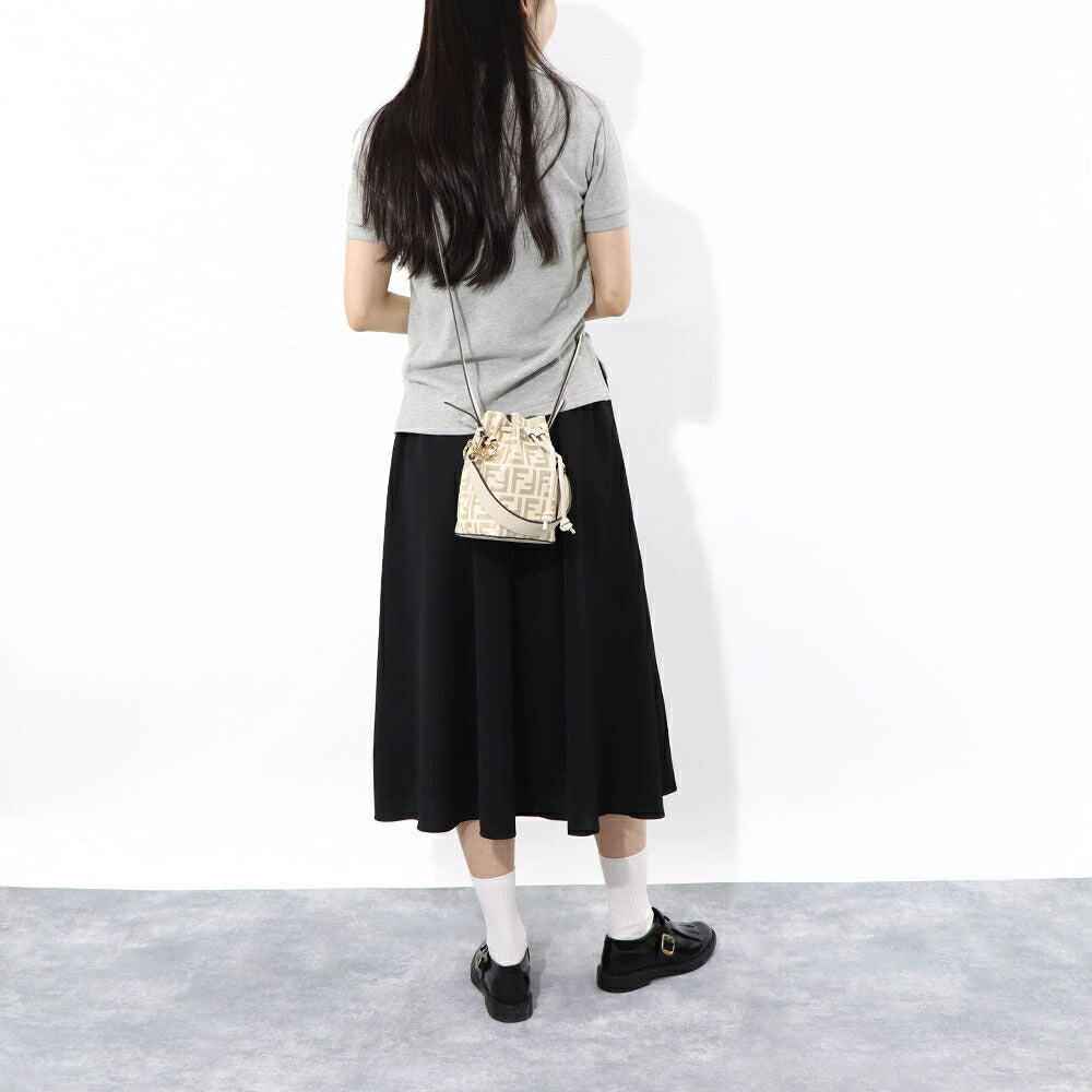 フェンディ FENDI バッグ ハンドバッグ レディース MINI MON TRESOR ミニ モン トレゾール アイボリー カーフレザー ショルダーバッグ 2way FFロゴ ズッカ柄 巾着 8BS010 A659