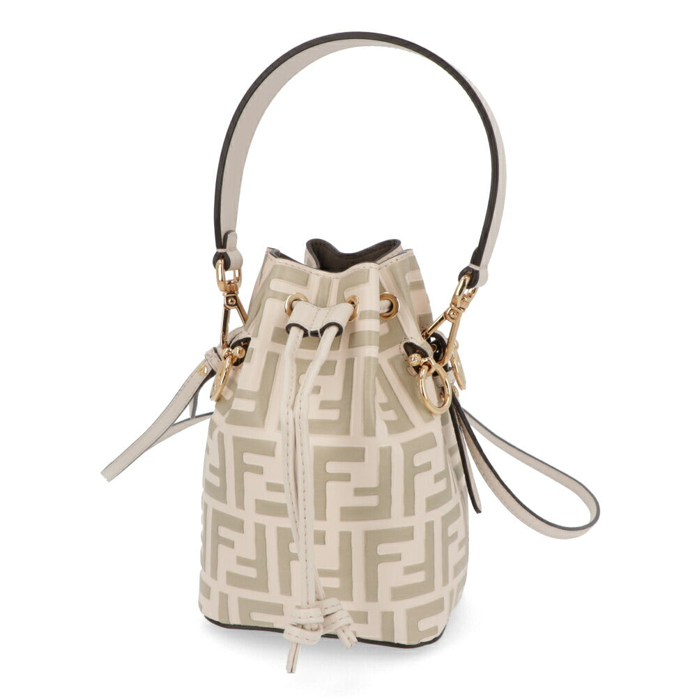 フェンディ FENDI バッグ ハンドバッグ レディース MINI MON TRESOR ミニ モン トレゾール アイボリー カーフレザー ショルダーバッグ 2way FFロゴ ズッカ柄 巾着 8BS010 A659