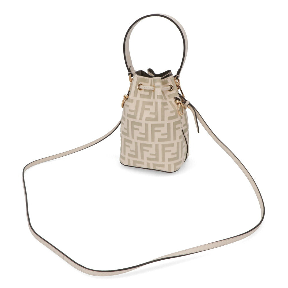 フェンディ FENDI バッグ ハンドバッグ レディース MINI MON TRESOR ミニ モン トレゾール アイボリー カーフレザー ショルダーバッグ 2way FFロゴ ズッカ柄 巾着 8BS010 A659