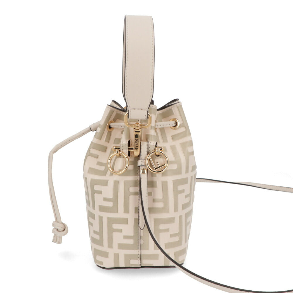 フェンディ FENDI バッグ ハンドバッグ レディース MINI MON TRESOR ミニ モン トレゾール アイボリー カーフレザー ショルダーバッグ 2way FFロゴ ズッカ柄 巾着 8BS010 A659