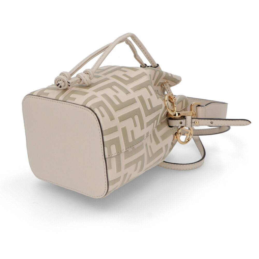 フェンディ FENDI バッグ ハンドバッグ レディース MINI MON TRESOR ミニ モン トレゾール アイボリー カーフレザー ショルダーバッグ 2way FFロゴ ズッカ柄 巾着 8BS010 A659