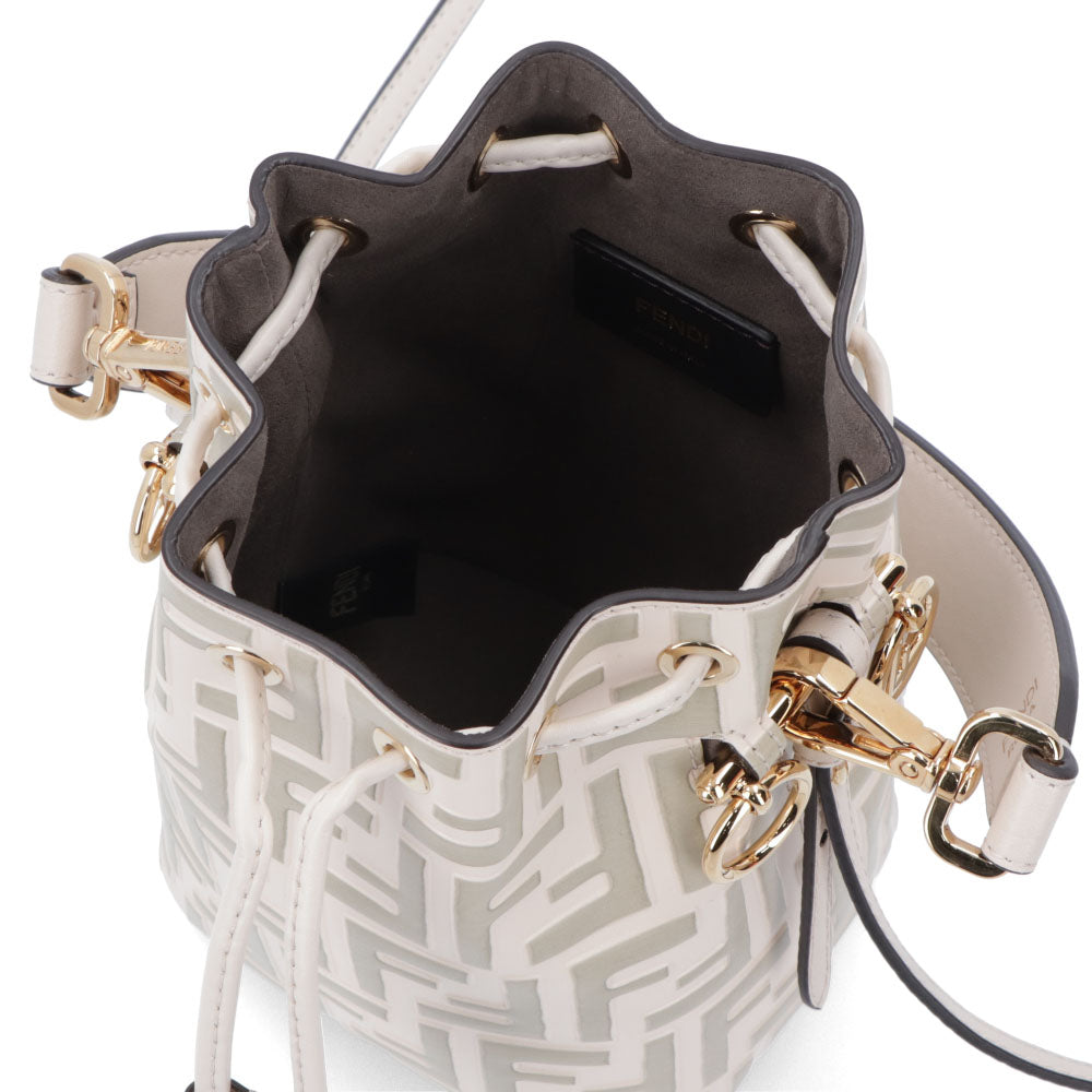 フェンディ FENDI バッグ ハンドバッグ レディース MINI MON TRESOR ミニ モン トレゾール アイボリー カーフレザー ショルダーバッグ 2way FFロゴ ズッカ柄 巾着 8BS010 A659
