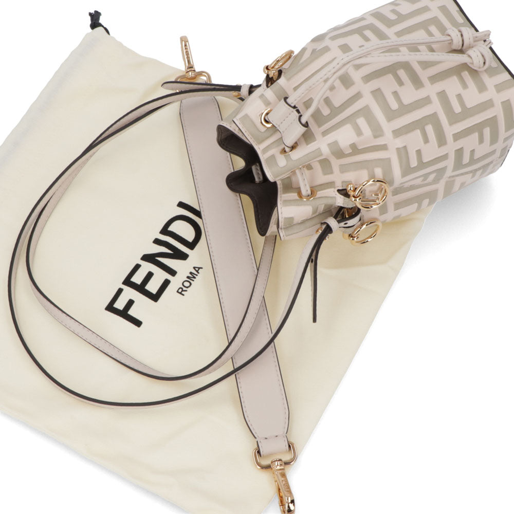 フェンディ FENDI バッグ ハンドバッグ レディース MINI MON TRESOR ミニ モン トレゾール アイボリー カーフレザー ショルダーバッグ 2way FFロゴ ズッカ柄 巾着 8BS010 A659