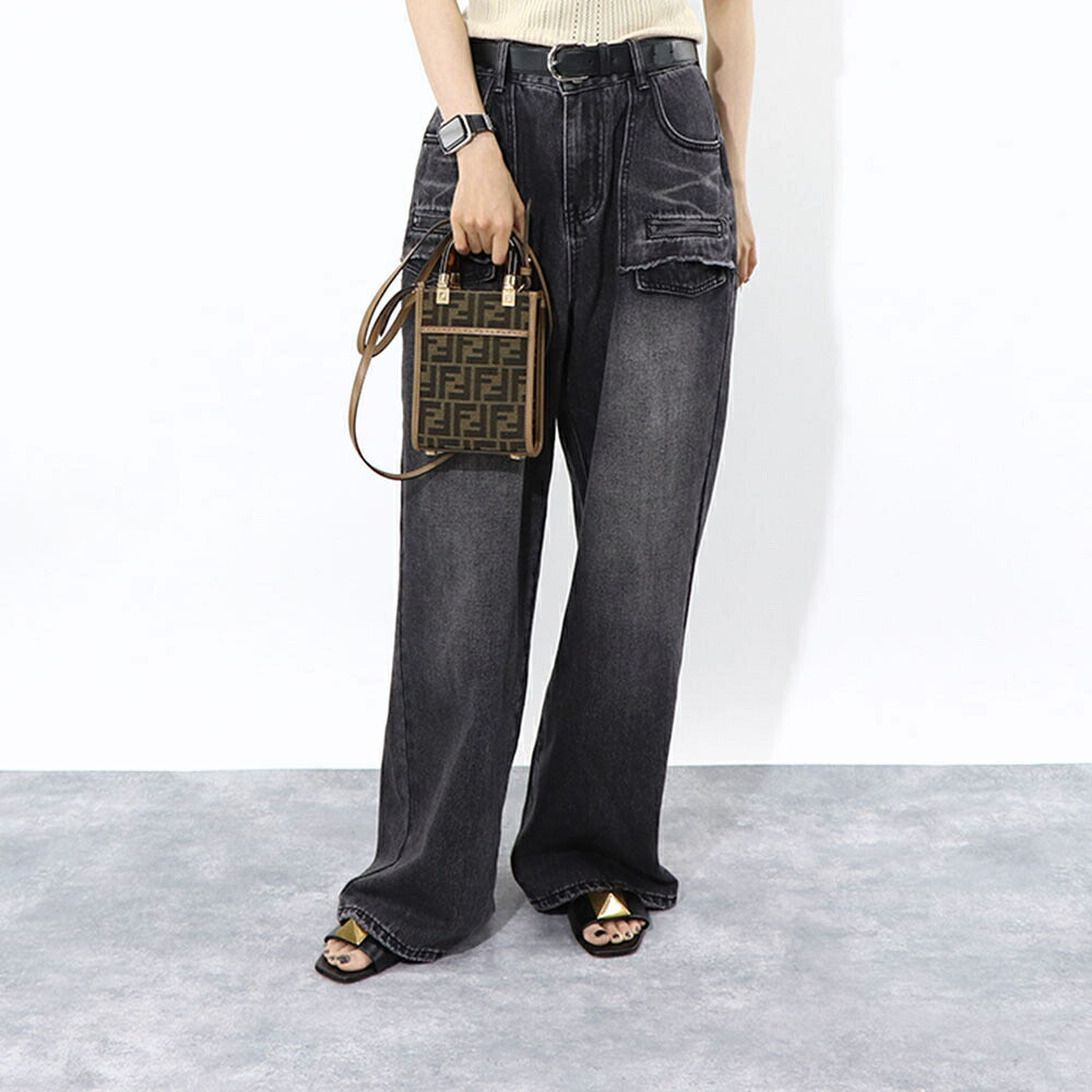 フェンディ FENDI バッグ ショルダーバッグ レディース MINI SUNSHINE SHOPPER ミニ サンシャイン ショッパー ブラウン×ベージュ カーフレザー ジャカード ハンドバッグ 2way FFロゴ ズッカ柄 べっ甲柄 8BS051 ALVX