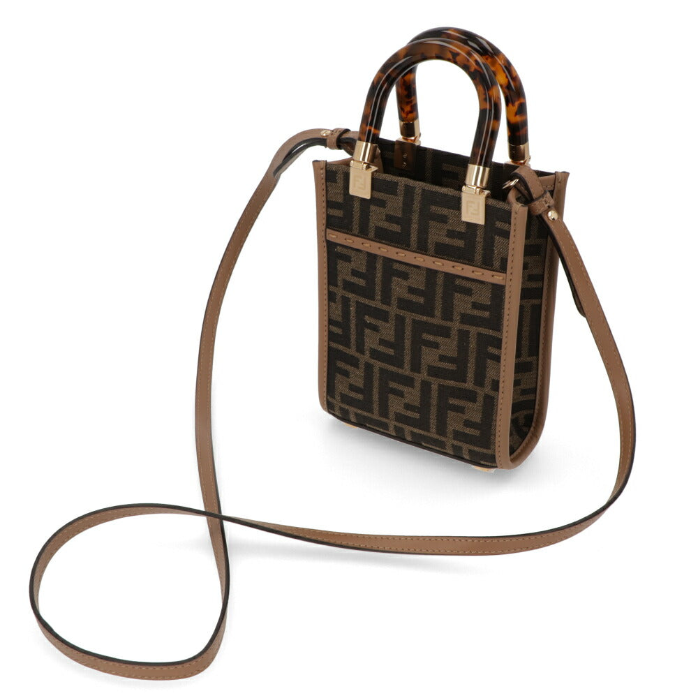 フェンディ FENDI バッグ ショルダーバッグ レディース MINI SUNSHINE SHOPPER ミニ サンシャイン ショッパー ブラウン×ベージュ カーフレザー ジャカード ハンドバッグ 2way FFロゴ ズッカ柄 べっ甲柄 8BS051 ALVX