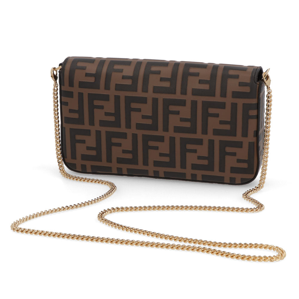 フェンディ FENDI バッグ ショルダーバッグ レディース ブラウン レザー ロゴ 総柄 ゴールド金具 長財布 チェーンショルダー 8BS032 AAFM