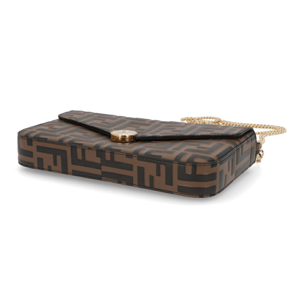 フェンディ FENDI バッグ ショルダーバッグ レディース ブラウン レザー ロゴ 総柄 ゴールド金具 長財布 チェーンショルダー 8BS032 AAFM