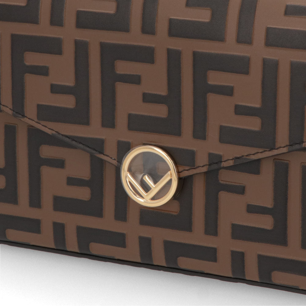フェンディ FENDI バッグ ショルダーバッグ レディース ブラウン レザー ロゴ 総柄 ゴールド金具 長財布 チェーンショルダー 8BS032 AAFM