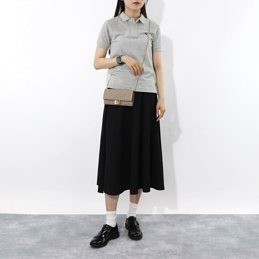 フェンディ FENDI 財布 長財布 レディース ベージュ ピンク レザー ロゴ チェーンショルダー ショルダーウォレット 二つ折り長財布 8M0365 AAJD