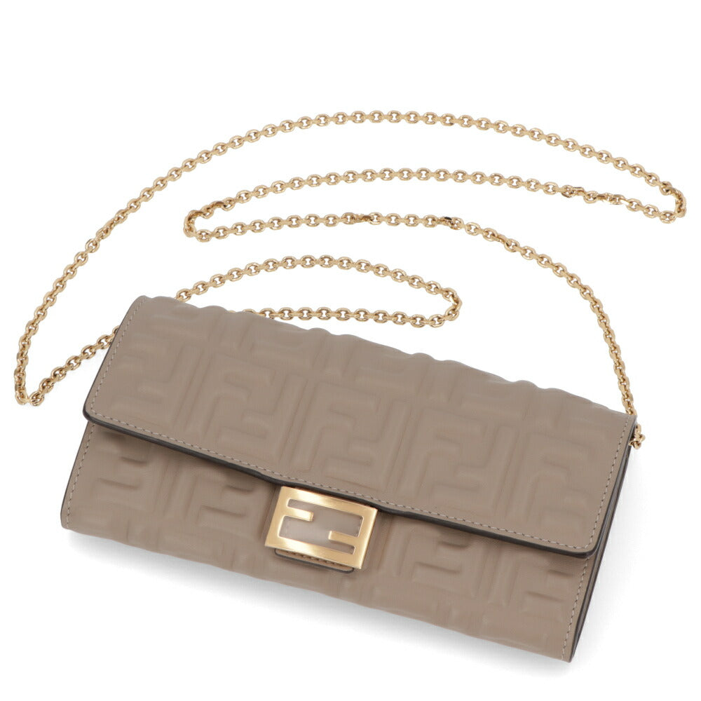 フェンディ FENDI 財布 長財布 レディース ベージュ ピンク レザー ロゴ チェーンショルダー ショルダーウォレット 二つ折り長財布 8M0365 AAJD