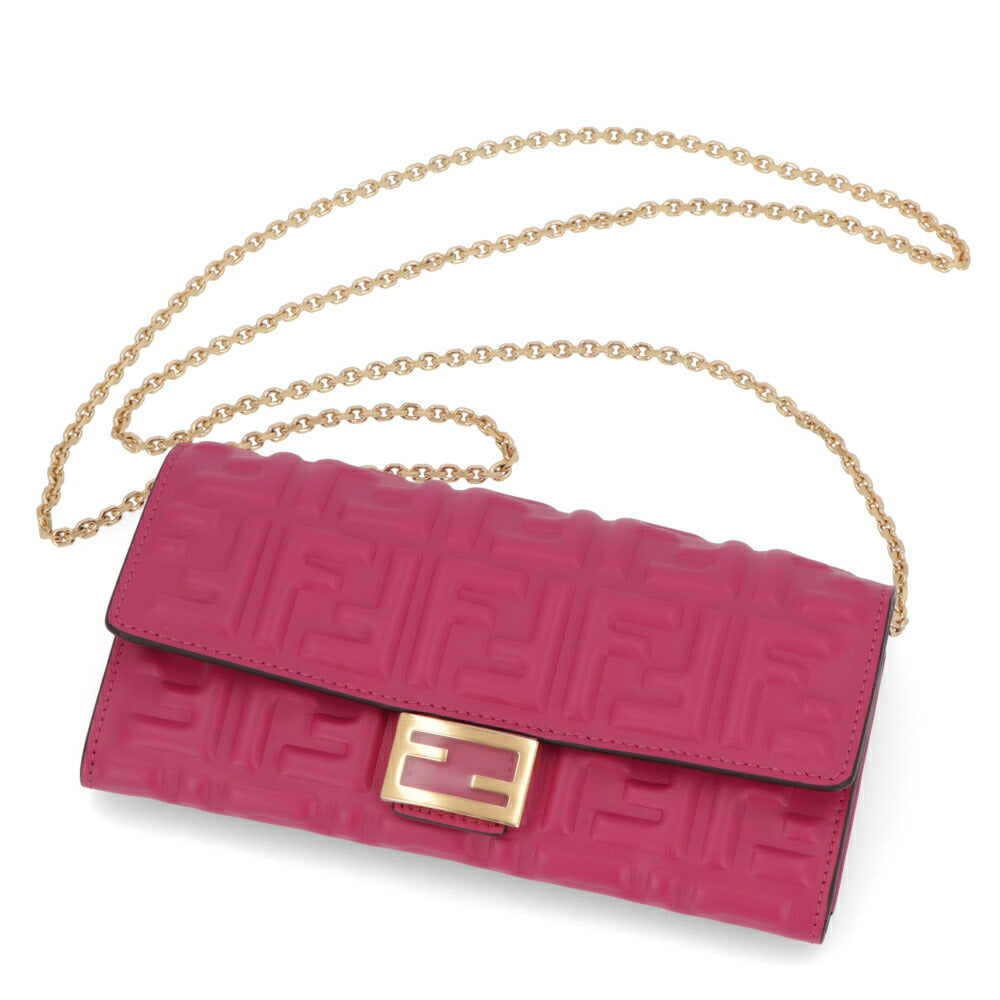 フェンディ FENDI 財布 長財布 レディース ベージュ ピンク レザー ロゴ チェーンショルダー ショルダーウォレット 二つ折り長財布 8M0365 AAJD