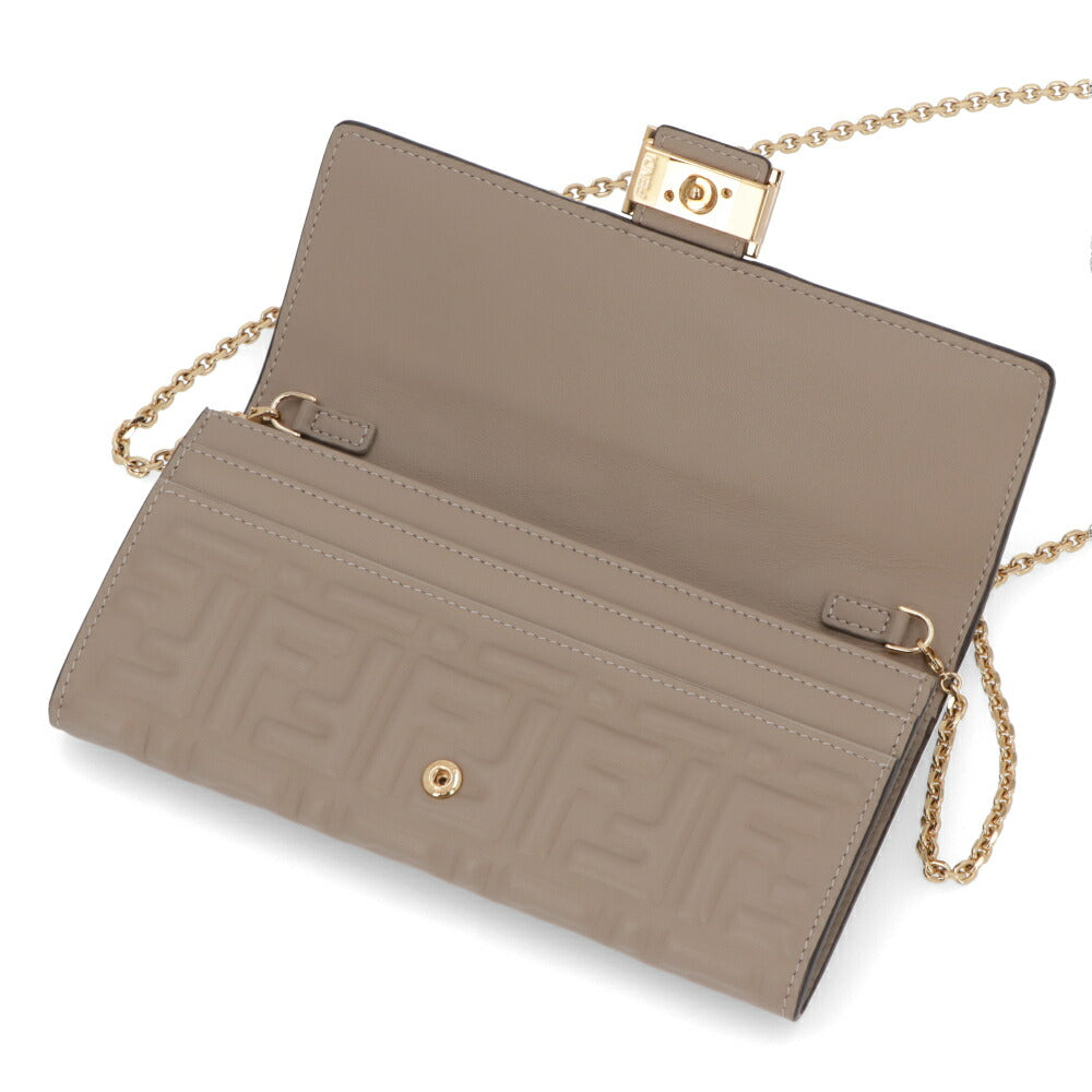 フェンディ FENDI 財布 長財布 レディース ベージュ ピンク レザー ロゴ チェーンショルダー ショルダーウォレット 二つ折り長財布 8M0365 AAJD