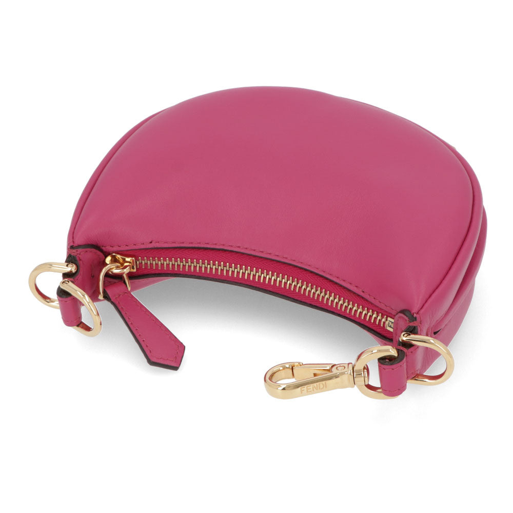 フェンディ FENDI バッグ ハンドバッグ レディース Nano Fendigraphy charm bag ピンク カーフレザー ロゴ ゴールド金具 ミニバッグ 7AS089 AKKT
